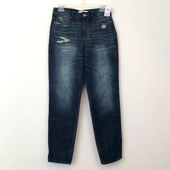 NEW NWT HOLLISTER Dark Wash Ripped Skinny Distressed Ripped Denim Jeans 3 W26 26 - Picture 1 of 6